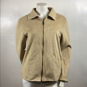 3for Coaco New York  Suede Tan Zip-Uo Jacket Size Small